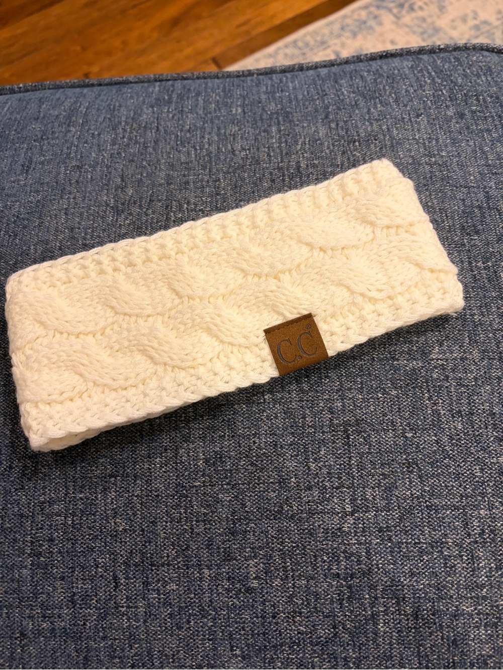 C.C Cable Knit Ear Warmer Headband in Cream